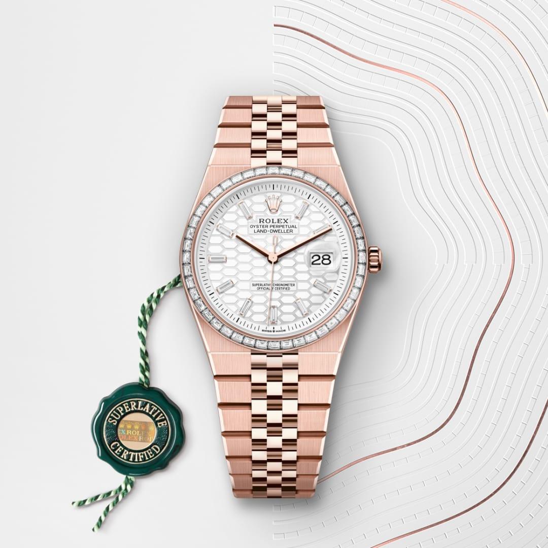 Rolex Land-Dweller I Everosé guld och diamanter - m127285tbr-0002 - Bergströms Ur